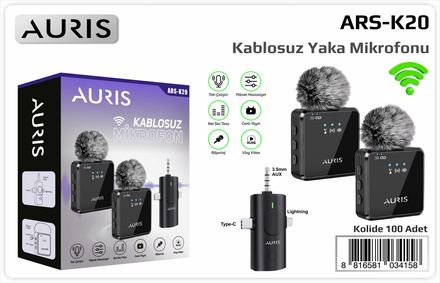 Auris K20 Tüylü Yaka Mikrofon 2 verici